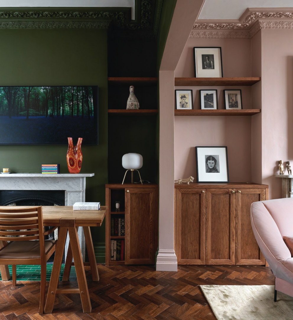 The Big Small House | A pink and green drawing room | Interior Designers